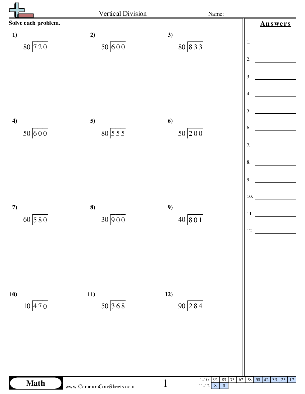 5.nbt.6 Worksheets - 4 ÷ 2 (w/remainder) worksheet